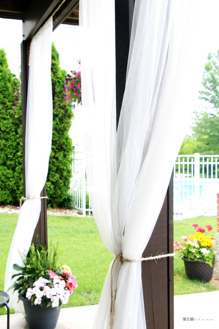 Outdoor curtain ideas - DIY under deck mesh curtains - This is our Bliss