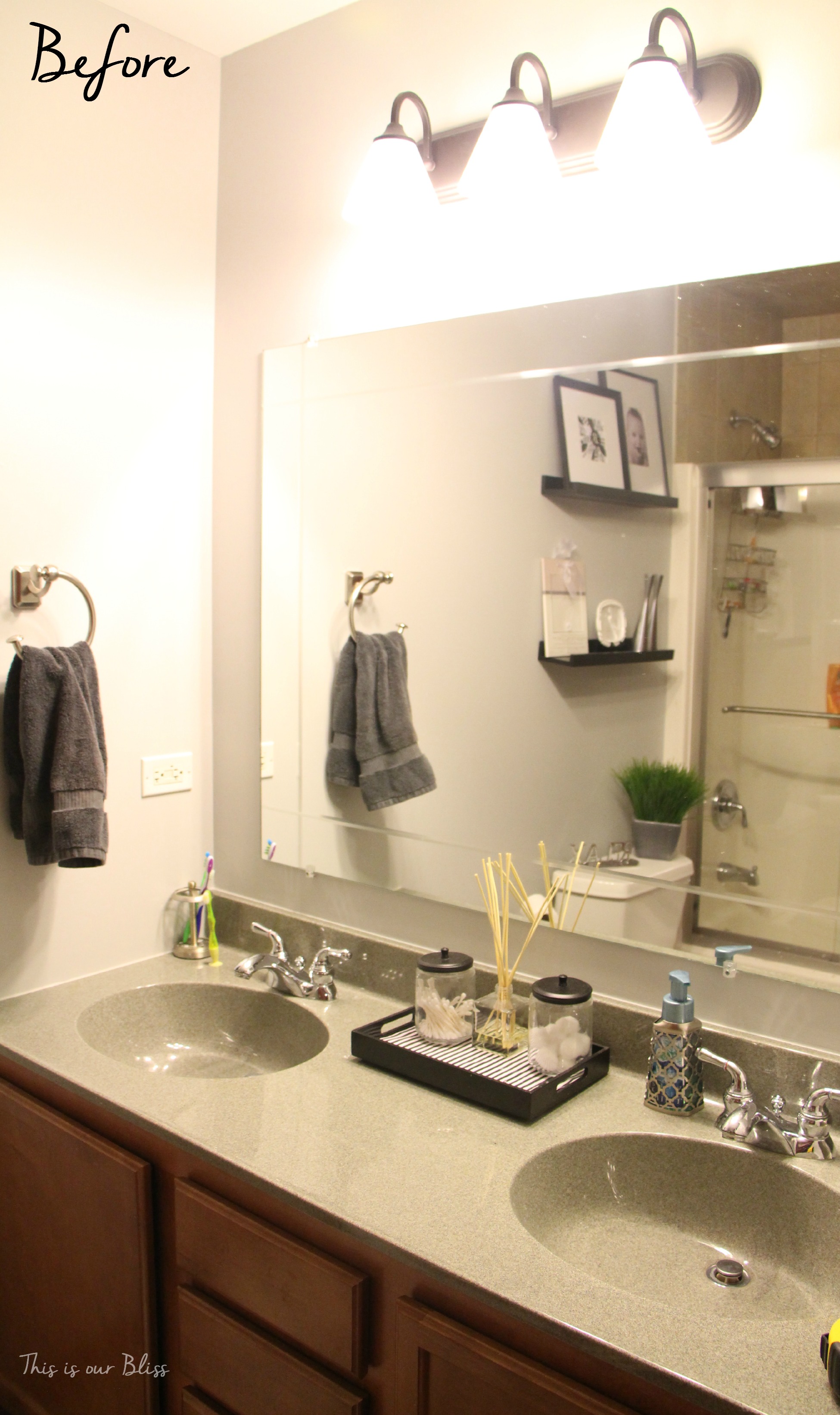 Simple Bathroom Vanity Light Fixture Update - This is our Bliss