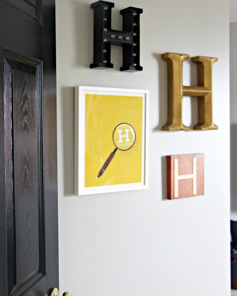 H wall! So cute to have the letters of the kid's name in it's own little gallery wall when you walk into their room! | design by This is our Bliss