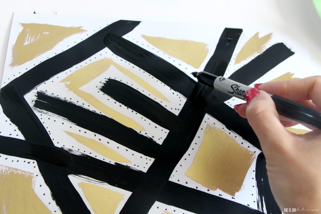 DIY Black, White and Gold Geometric Art | How to create Chic, Bold Art on Budget | This is our Bliss
