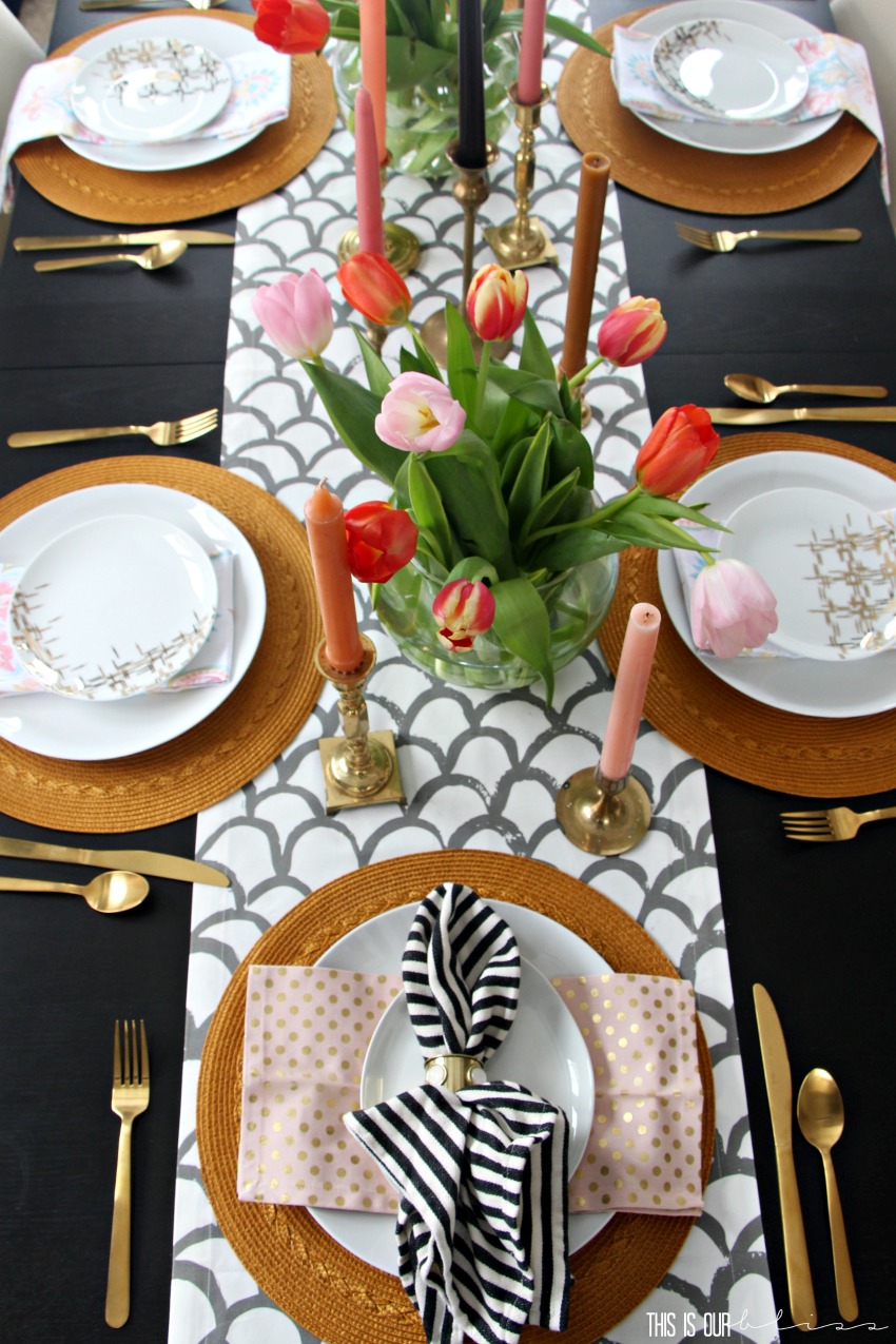 A Spring Tablescape with Tulips & Tapers | Spring Tablescape Hop | This is our Bliss