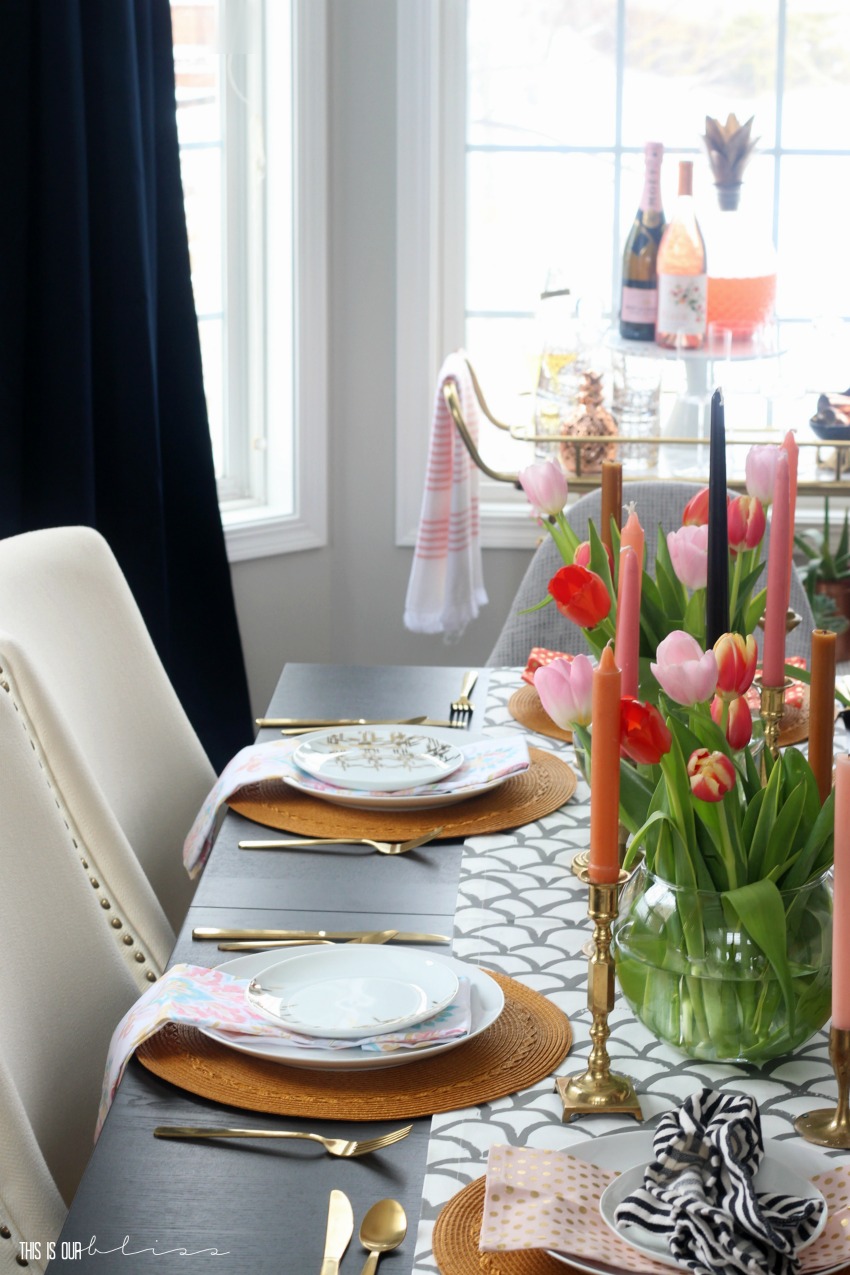 A Spring Tablescape with Tulips & Tapers | Spring Tablescape Hop | This is our Bliss