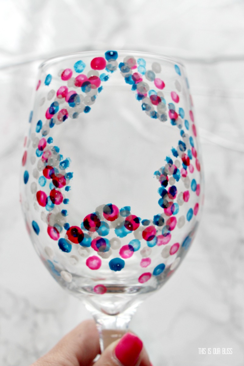 Festive & Frugal 4th of July | Red, White & Blue Confetti Star Wine Glass | My Dollar Store DIY | www.thisisourbliss.com