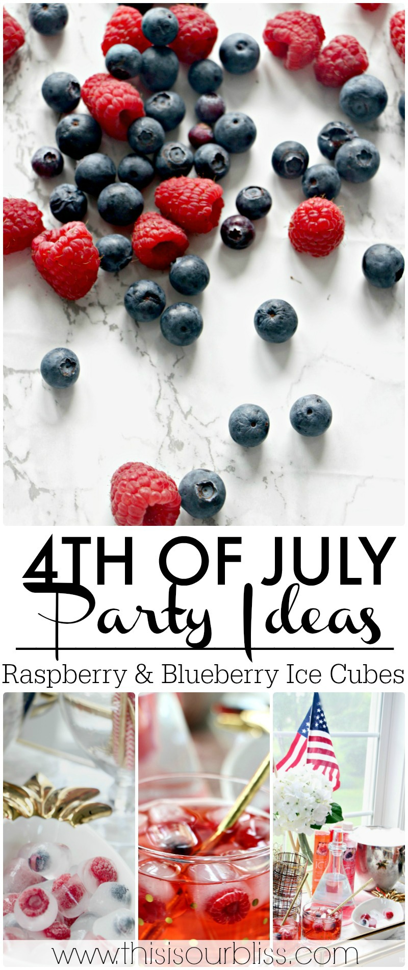 Festive 4th of July Ideas | Blueberry & Raspberry Ice Cubes Perfect for Any cocktail or Mocktail at your Holiday BBQ! | This is our Bliss