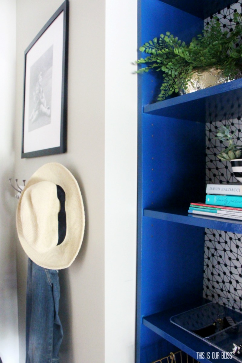 IKEA Hack! DIY Billy Bookcase Makeover with Paint & Removable wallpaper! | This is our Bliss