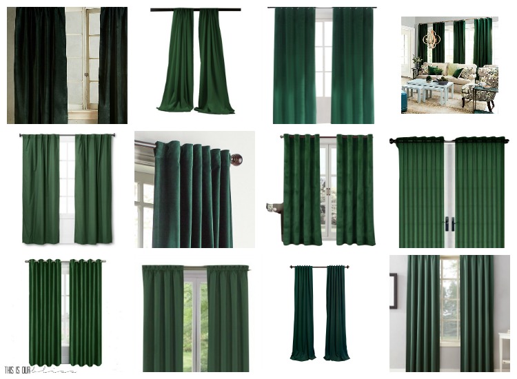 Ten Drop Dead Gorgeous Dark Green, Green Patterned Curtains