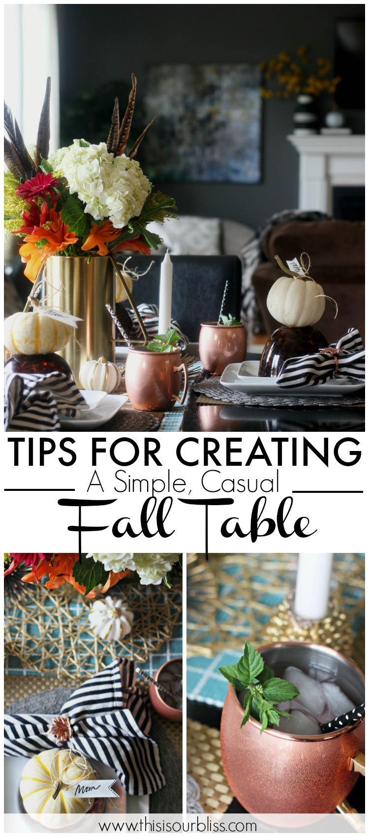 Easy ways to add a Fall Touch to your Table | How to Create a Simple, Casual Fall Tablescape