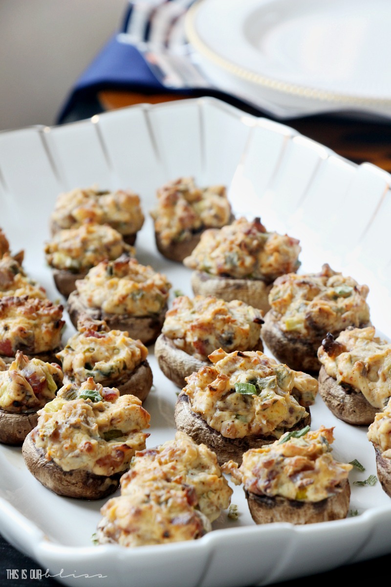 Bacon Stuffed Mushrooms - the best appetizer ever! Perfect for your holiday menu! #holidayappetizer #stuffedMushrooms