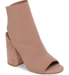 Open toe, block heel bootie