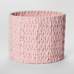 pink woven storage basket