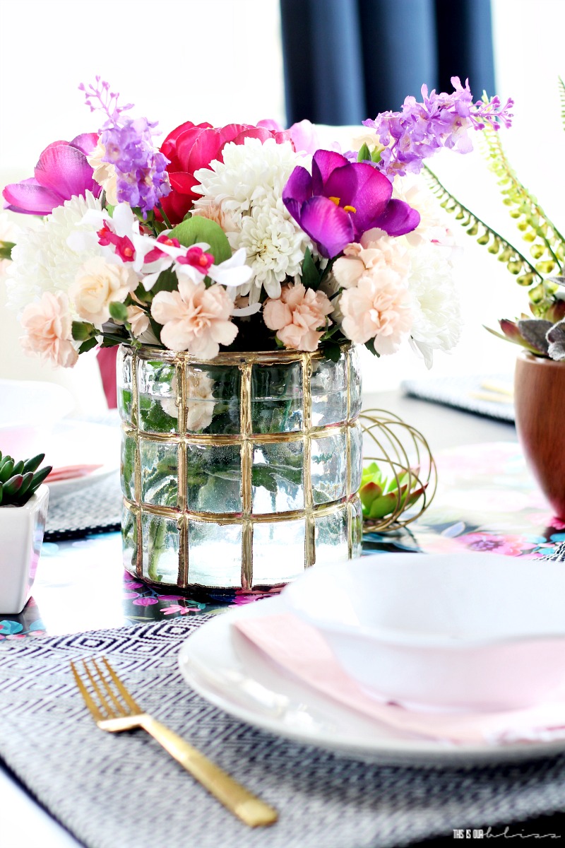 Floral & Feminine Spring Table - How to Make a Quick and Simple Spring Floral Arrangement using fresh and faux flowers! - This is our Bliss