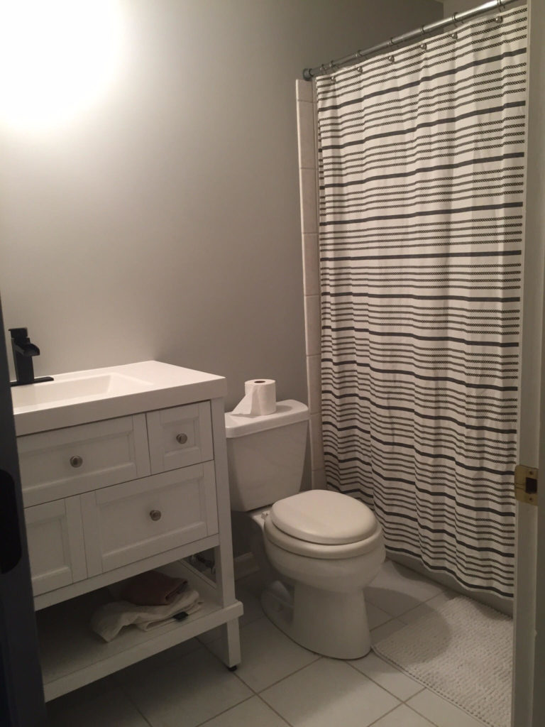 Basement Guest Bathroom Before photos - Modern Bold and Beachy guest bathroom Refresh - This is our Bliss