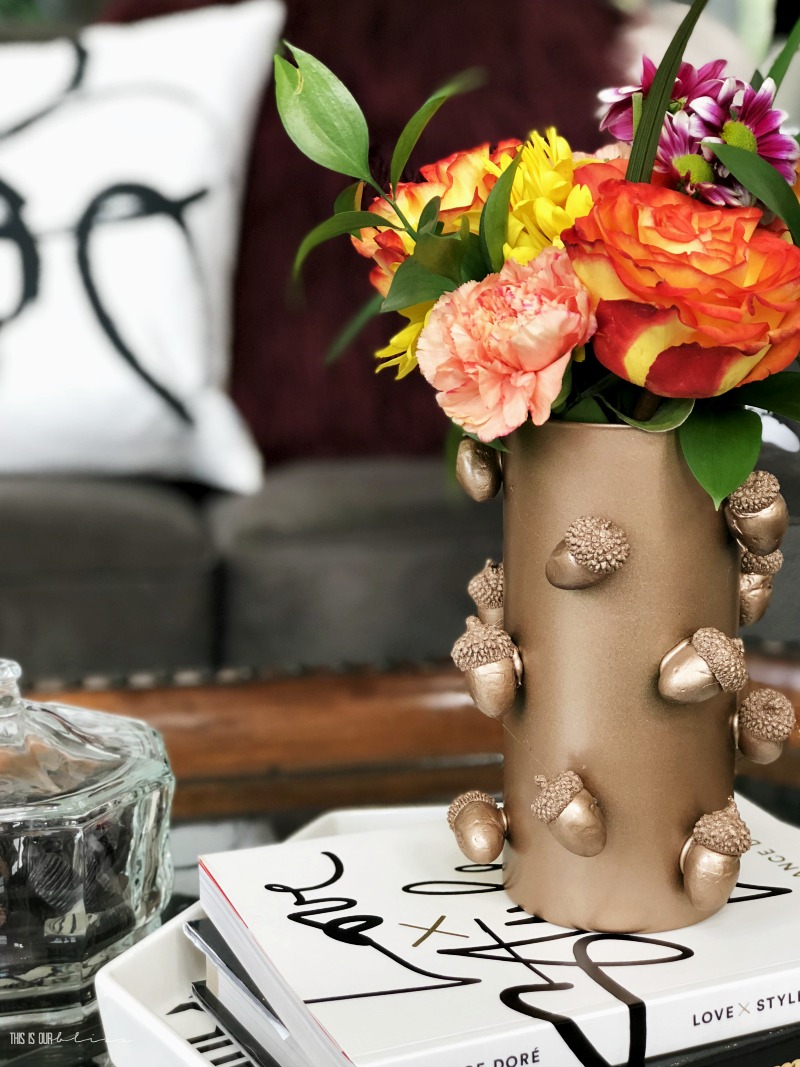 DIY Dollar Store copper acorn vase - Dollar store diy Fall decor - This is our Bliss