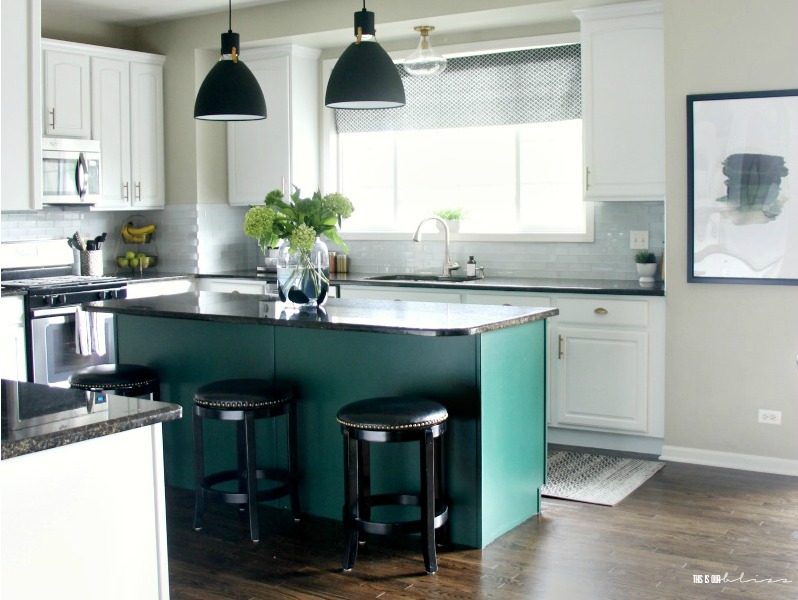 Hunter Green with Simply White Kitchen Cabinets