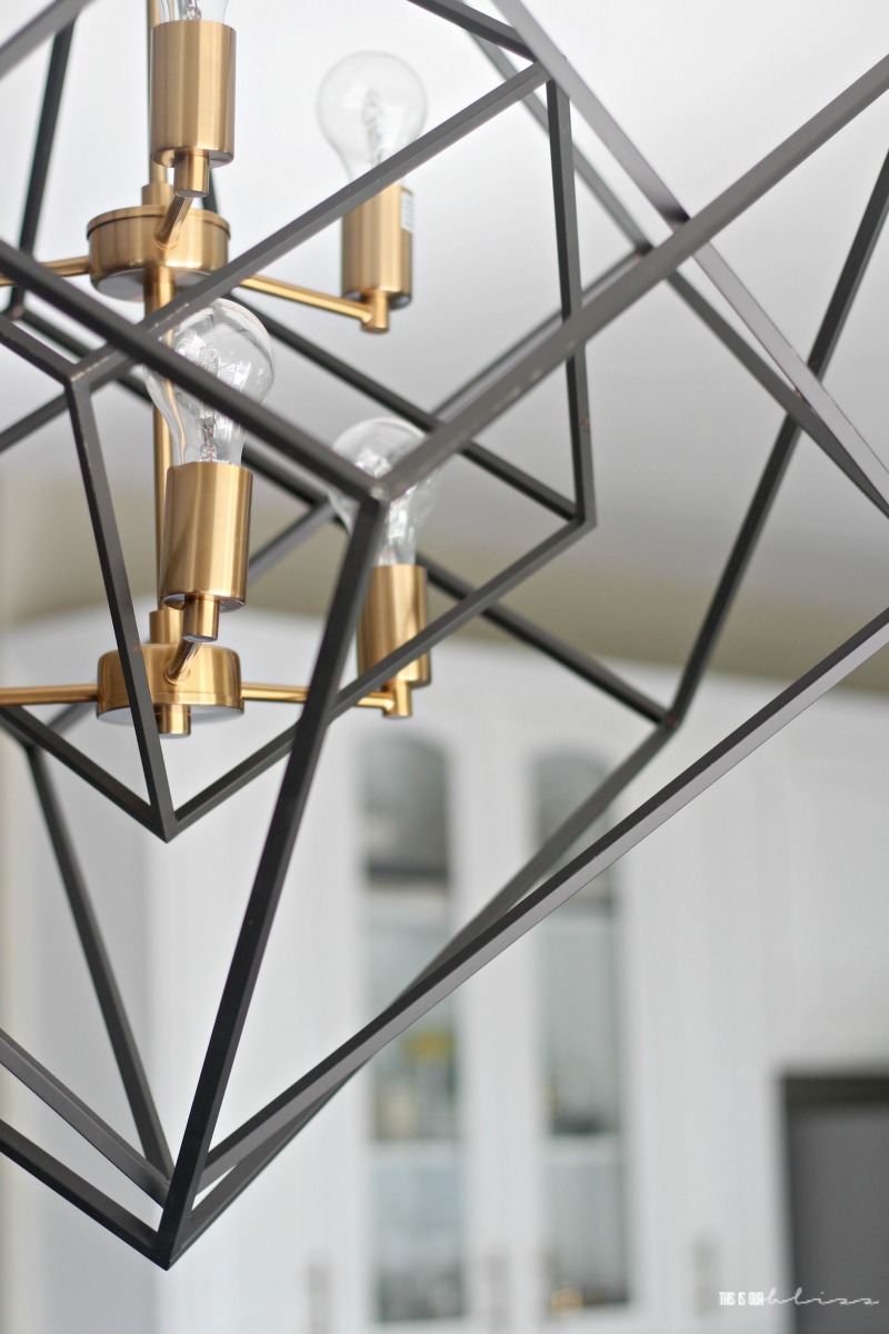 Kitchen Reveal part 2 - Black metal and Gold Geometric Chandelier - New kitchen lighting - This is our Bliss