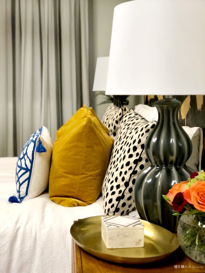 Basement Guestroom Reveal - Nightstand Styling Ideas - $100 Room Challenge - This is our Bliss