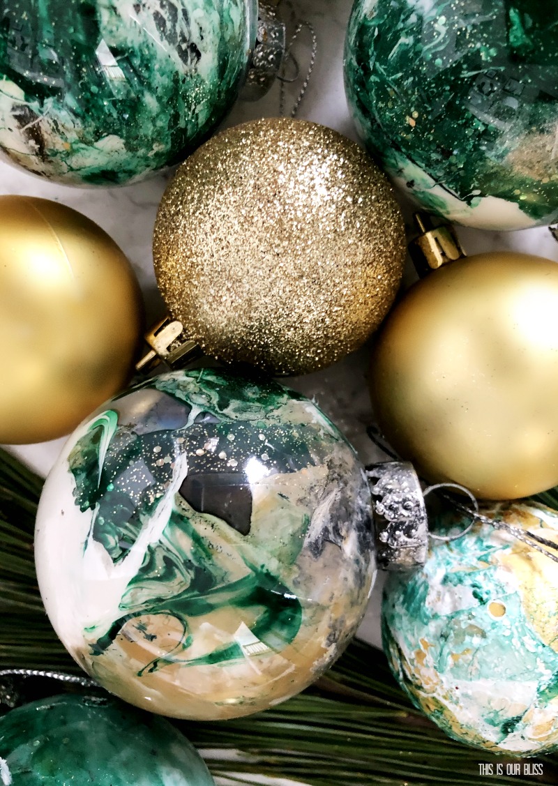 DIY Dollar Store Marbled Ornaments - This is our Bliss
