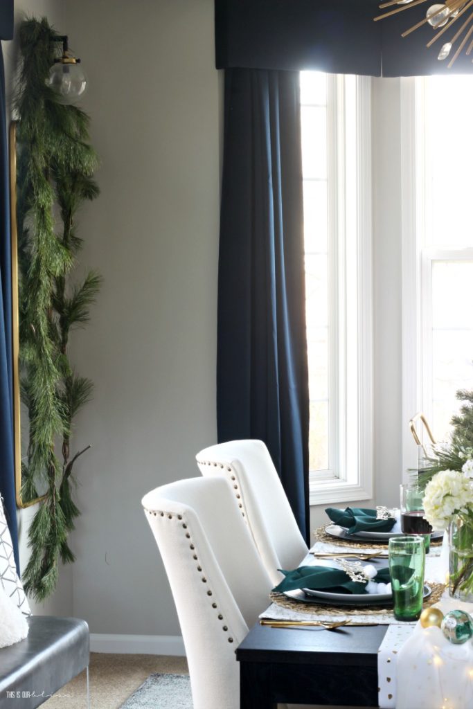 Fresh and Festive Christmas Dining Room - Fresh garland in the dining room - This is our Bliss