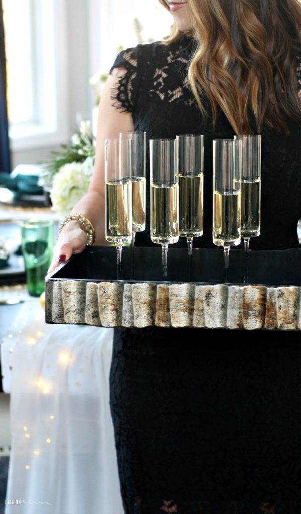 Holiday hosting with champagne flutes - holiday