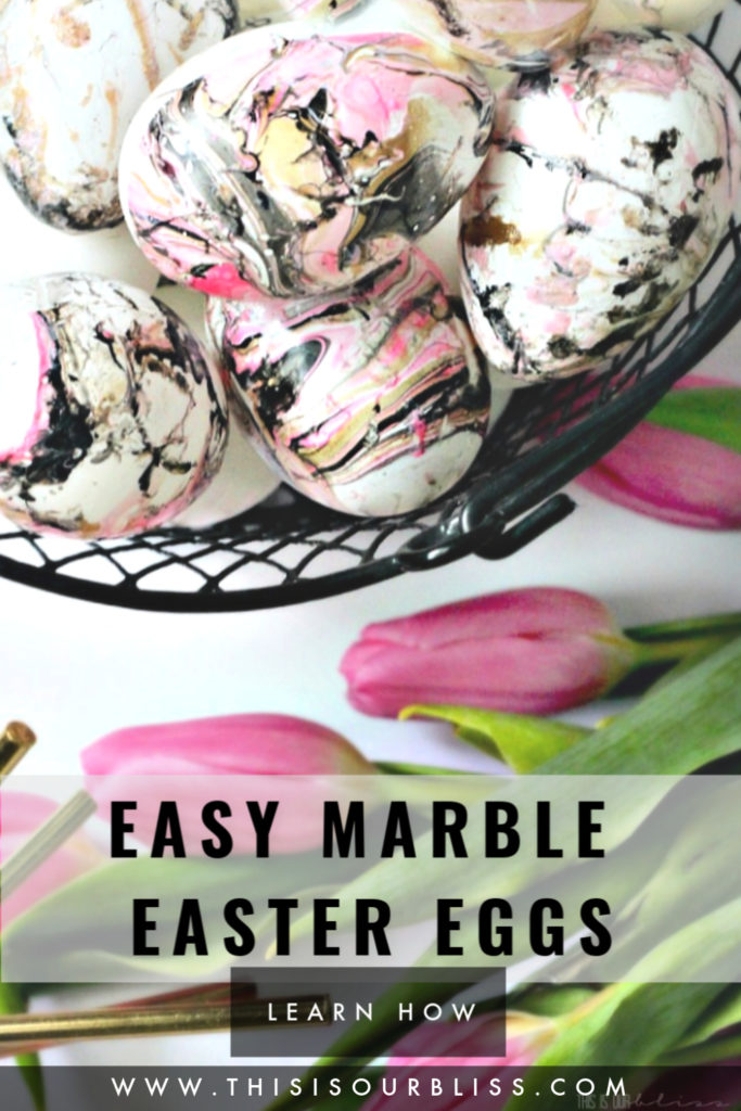 Easy Marble Easter Eggs with Dollar store supplies - This is our Bliss