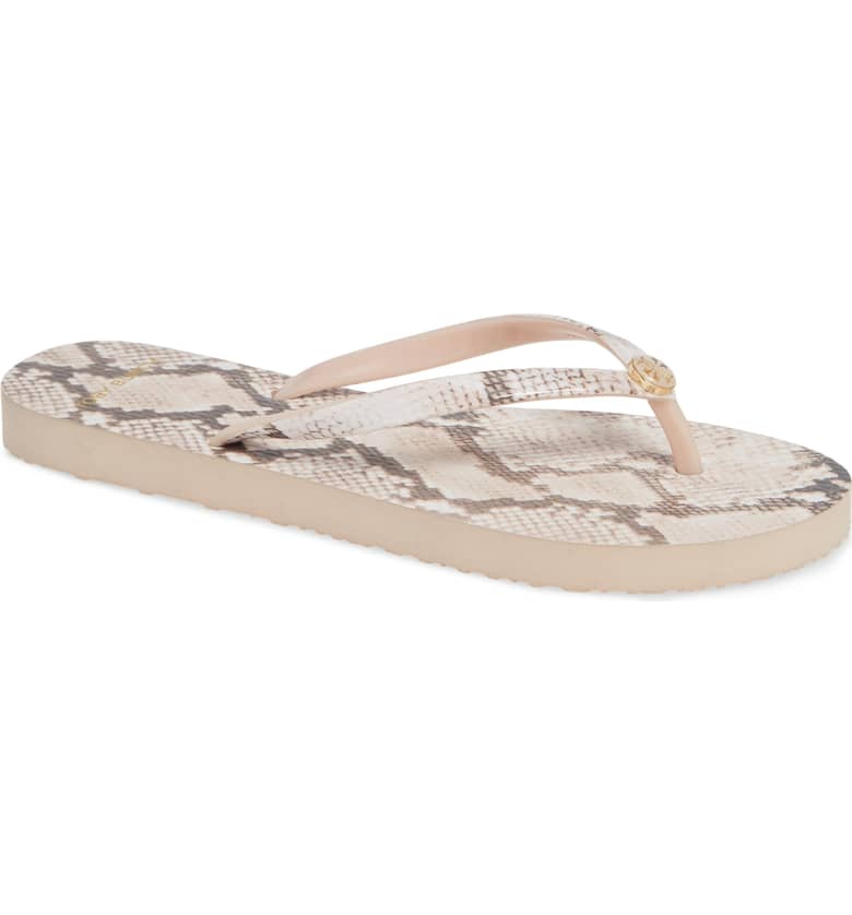 Blush pink snakeskin Tory Burch flip flops - This is our Bliss