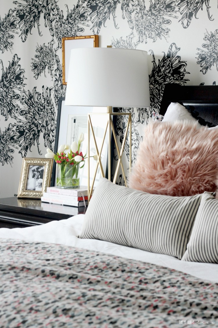 How to do a Mini Spring Refresh in the Bedroom - Spring styling in the master bedroom - how to style bedroom nightstand - This is our Bliss