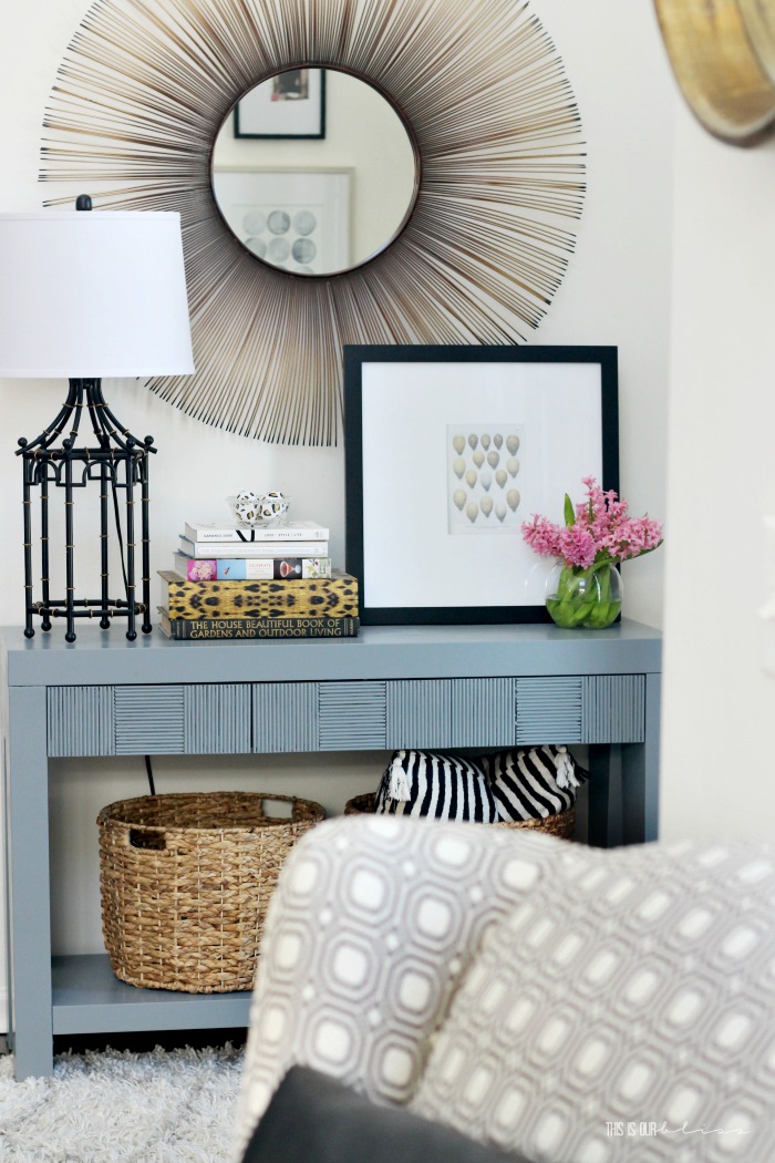 Simple Entryway Table styling for Spring - This is our Bliss