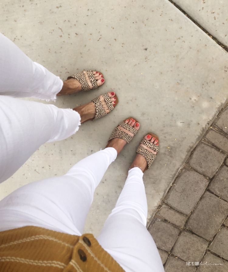 white jeans leopard sandals - This is our Bliss