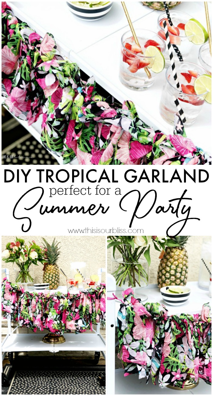 DIY Tropical Garland Perfect for a Summer party - step by step garland tutorial using Dollar store supplies - This is our Bliss