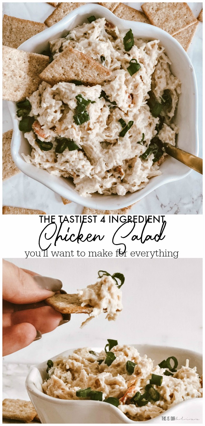 The tastiest 4 ingredient chicken salad you'll want to make for everything - simple chicken salad recipe - 5 minute chicken sala