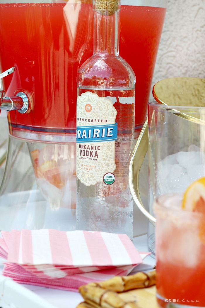 Prairie Organic vodka - salty dogs in drink dispenser for a Summer party - This is our Bliss