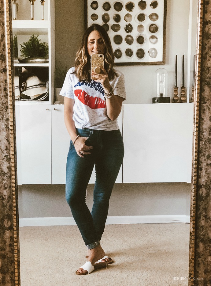 red white and blue t-shirt - american flag lips graphic tee - Casual Chic Style - 4th of July Outfit IdeasThis is our Bliss