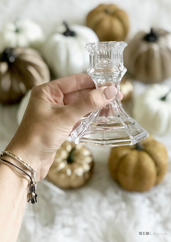 DIY Mini pumpkin topiary project - Fall decor made with Dollar store supplies - This is our Bliss