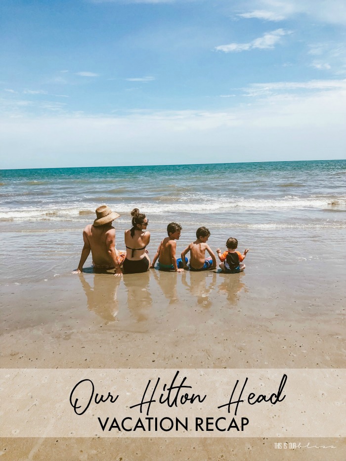Click here for a full Hilton Head Vacation Recap - Family of 5 photo on the beach - Our Hilton Head Family Vacation Recap with This is our Bliss