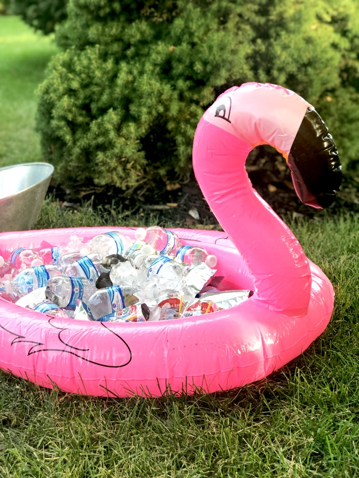 big flamingo blow-up beverage tub - Flamingo Friday party recap - This is our Bliss