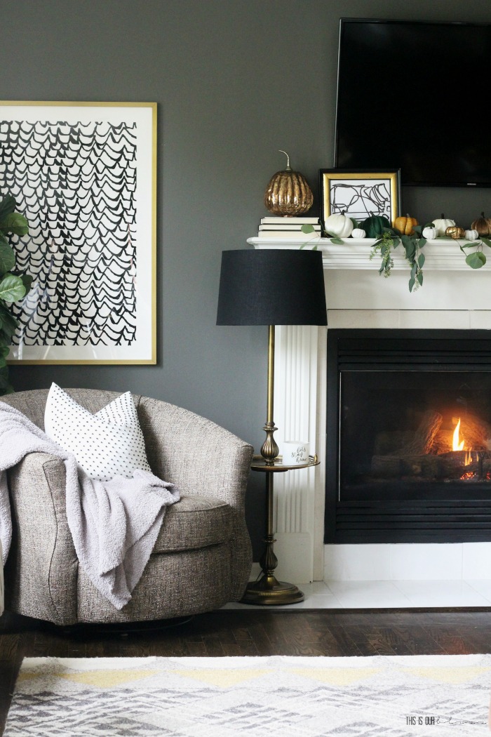 A Bold Mantel Full of Pumpkins & Eucalyptus - This is our Bliss