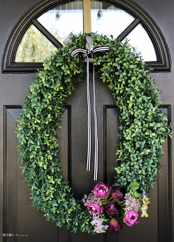 Fall Front Porch Wreath on Front Door - Easy ways to update your front porch for Fall - This is our Bliss