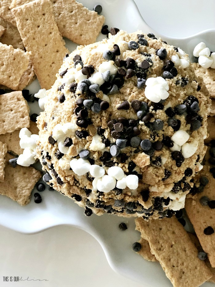 How to Make The Yummiest S'mores Cheese Ball - Fall Appetizer or Dessert for Entertaining - This is our Bliss