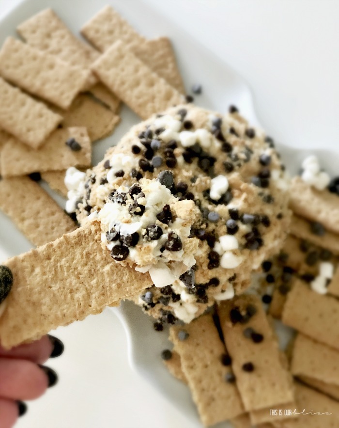 How to Make the Yummiest S'mores Cheese Ball Everyone will Devour - Easy S'mores cream cheese dip - This is our Bliss