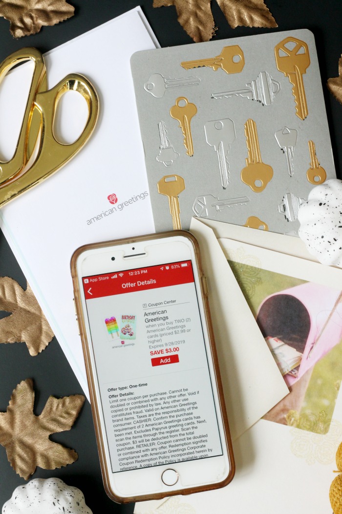 Jewel Osco Mobile App coupon page for American Greetings - This is our Bliss