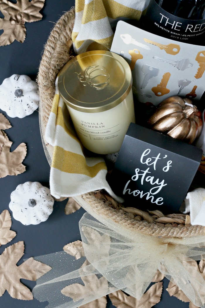 Let's stay home - Fall housewarming basket with greeting card - This is our Bliss