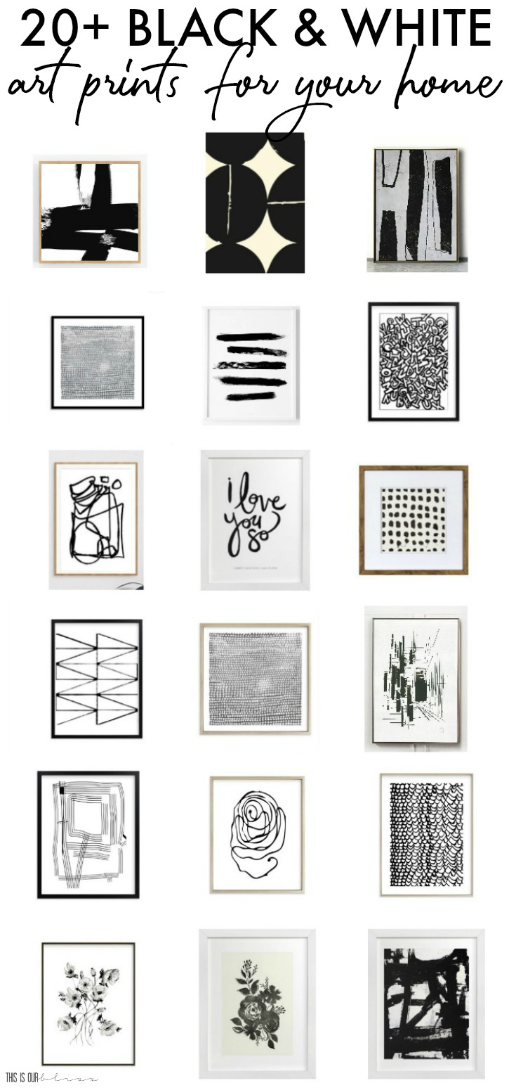 20+ Black and white art prints for your Home - classic modern art for any space - black and white wall art - This is our Bliss