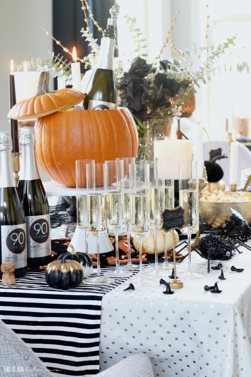 Halloween Tablescape Prosecco & Sweets - How to host the Ultimate Halloween Party this year - This is our Bliss