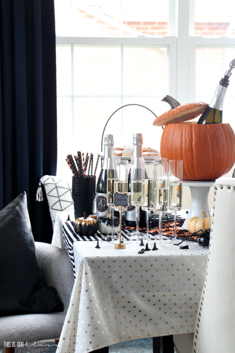 How to Host the Ultimate Halloween Party - Chic pumpkin decor with this Darling DIY Pumpkin ice bucket / wine chiller - This is our Bliss