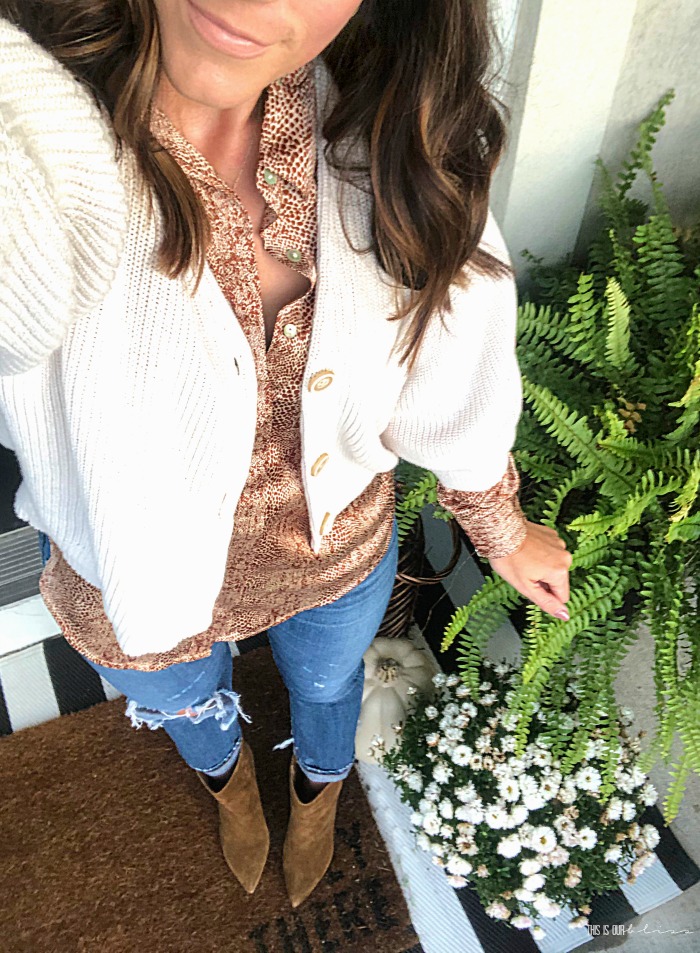 Lets go neutral - subtle snakeskin print blouse for style my closet challenge - This is our Bliss