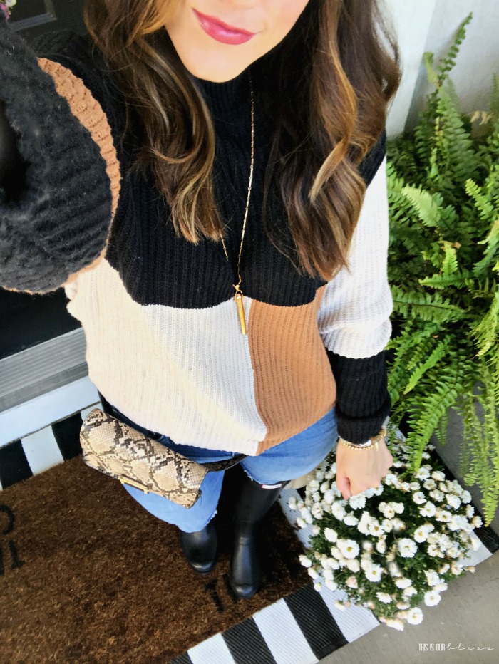 Pumpkin Patch or Bust - Style My Closet Challenge - October Style Challenge - Hunter boots and cozy sweater - This is our Bliss