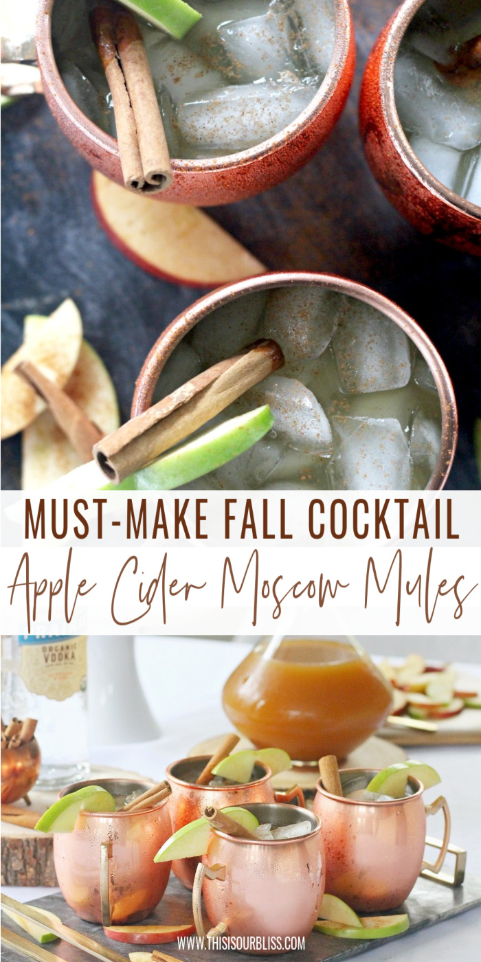 Apple Cider Moscow Mules - The Fall cocktail you need to make #applecidermoscowmule #cidermule #moscowmule #fallcocktail
