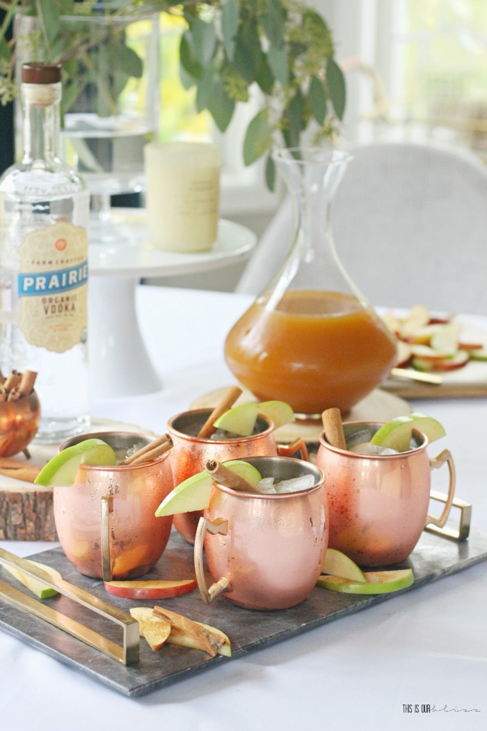 Apple Cider Moscow Mules _ the perfect fall cocktail with Prairie vodka - This is our Bliss