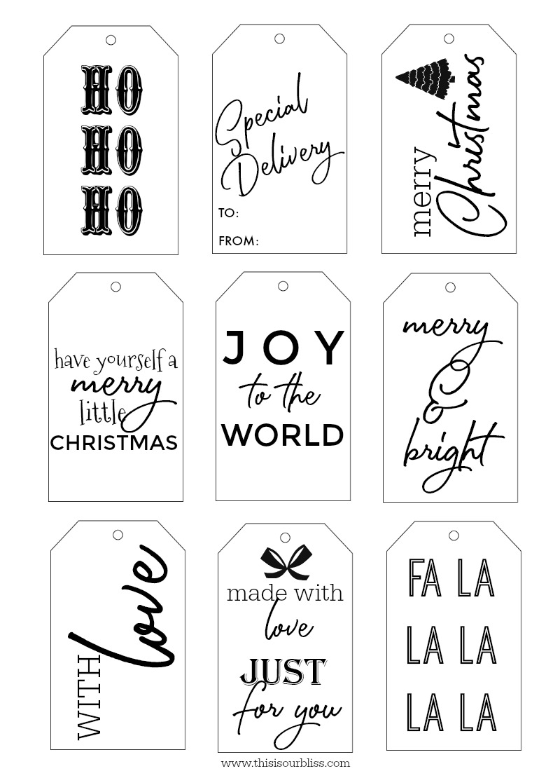 Christmas Gift Tags Free Printable Black And White