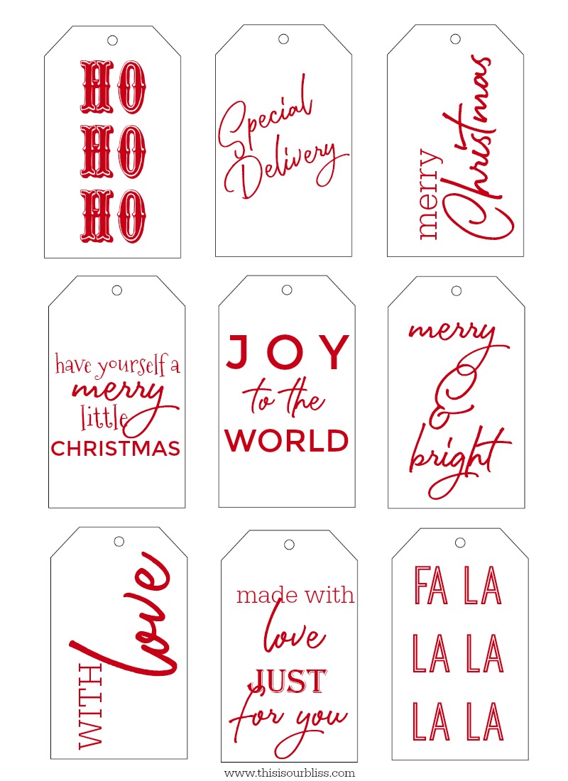 Free Printable Christmas Gift Tags RED This Is Our Bliss This Is Our Bliss